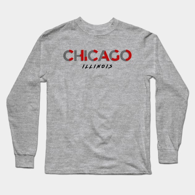 Chicago Illinois Stylized Long Sleeve T-Shirt by StupidHead